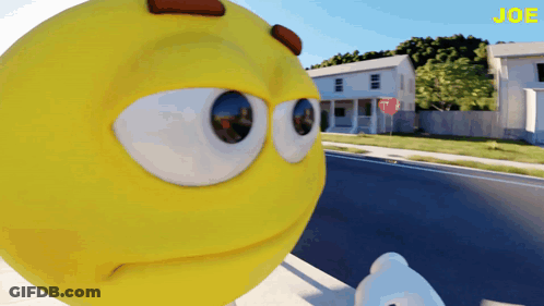 Yellow Smiley Standing In Front Of Stop Sign GIF