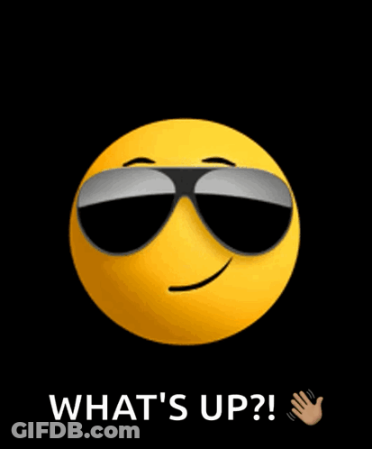 Yellow Smiley Wearing Sunglasses Saying Whats Up GIF