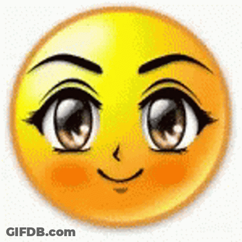 Yellow Smiley With Anime Eyes GIF