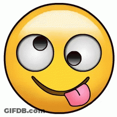 Yellow Smiley With Big Eyes And Pink Tongue Sticking Out GIF