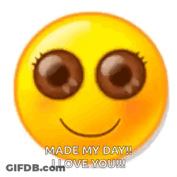 Yellow Smiley With Brown Eyes Saying Made My Day I Love You GIF