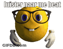 Yellow Smiley With Glasses Listening To Beat GIF