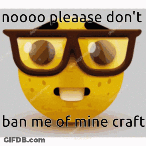 Yellow Smiley With Glasses Saying Noooo Please Don't Ban Me Of Minecraft GIF