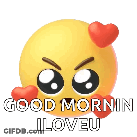 Yellow Smiley With Hearts Good Morning I Love You GIF