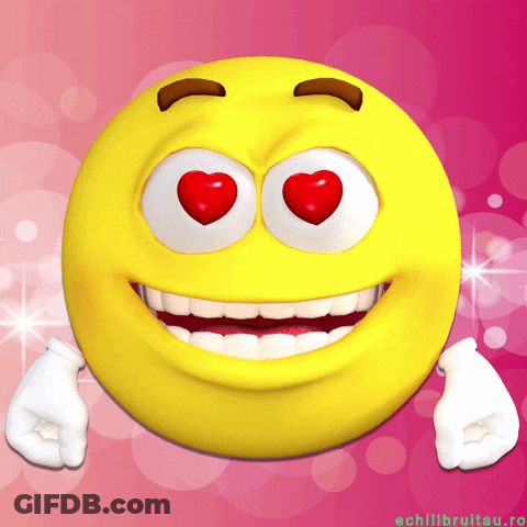 Yellow Smiley With Red Heart Eyes GIF