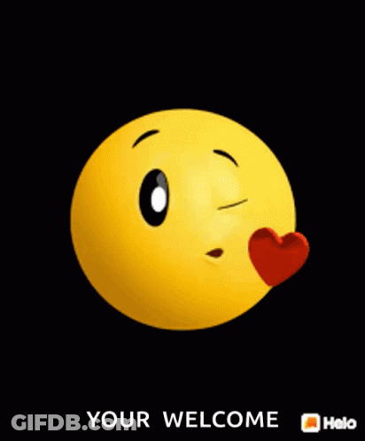 Yellow Smiley With Red Heart Saying You're Welcome GIF