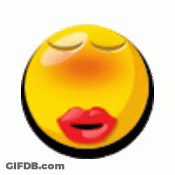 Yellow Smiley With Red Lips And Closed Eyes GIF