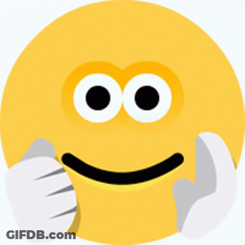 Yellow Smiley With White Eyes And Gloves Covering Mouth GIF
