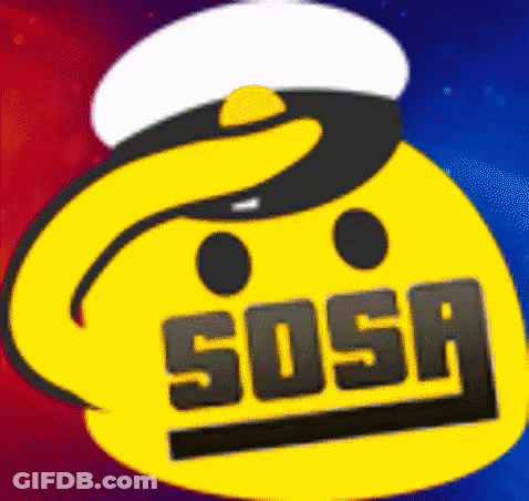 Yellow Smiley With White Hat Saying Sosa GIF