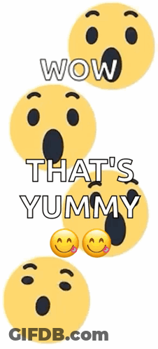 Yellow Smiley With Wow That's Yummy GIF