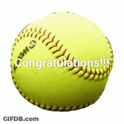 Yellow Softball With Congratulations GIF