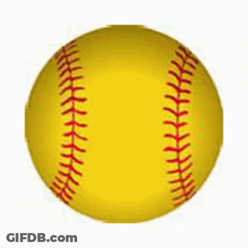 Yellow Softball With Red Stitching GIF