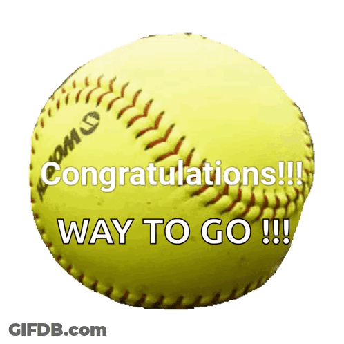 Yellow Softball With Red Stitching GIF