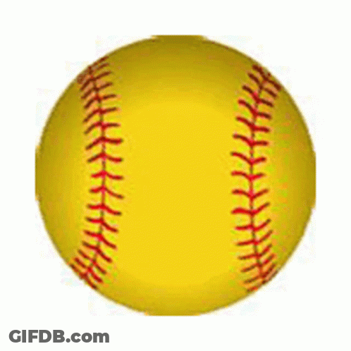 Yellow Softball With Red Stitching GIF