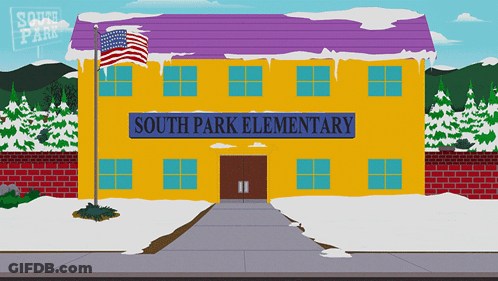 Yellow South Park Elementary Building GIF