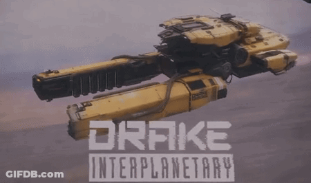 Yellow Space Ship Drake Interplanetary GIF