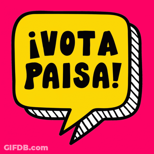 Yellow Speech Bubble Saying Vota Paisa GIF