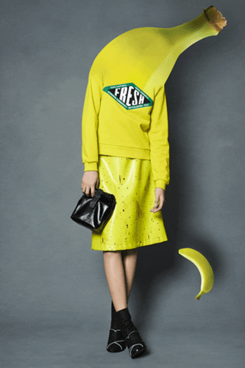 Yellow Spinning Banana Costume Fashion GIF