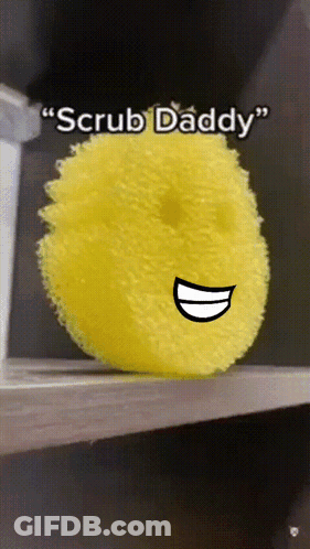 Yellow Sponge Smiling Face Scrub Daddy GIF