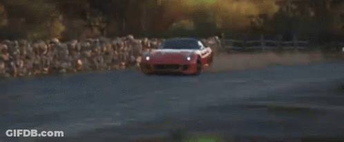 Yellow Sports Car Driving Gravel Road GIF