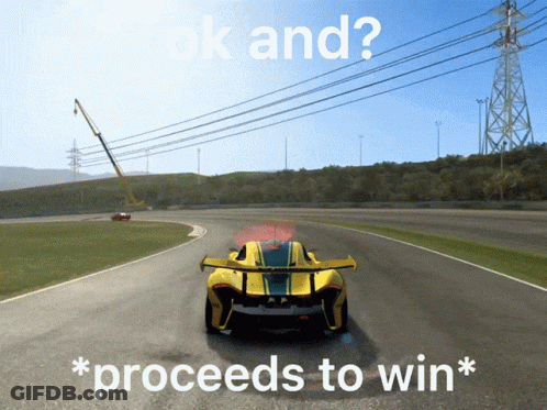 Yellow Sports Car Driving On Race Track GIF
