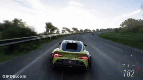 Yellow Sports Car Driving With Speedometer 182 GIF