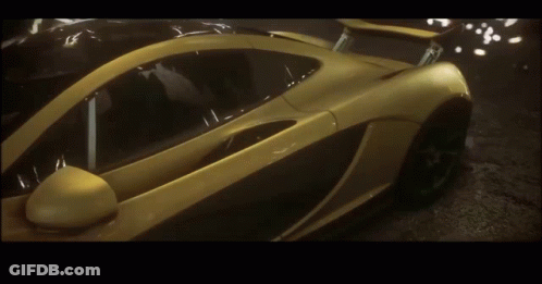 Yellow Sports Car With Wing GIF