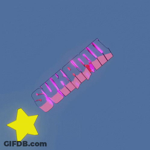 Yellow Star Next To Blue And Purple Superhero Sign GIF
