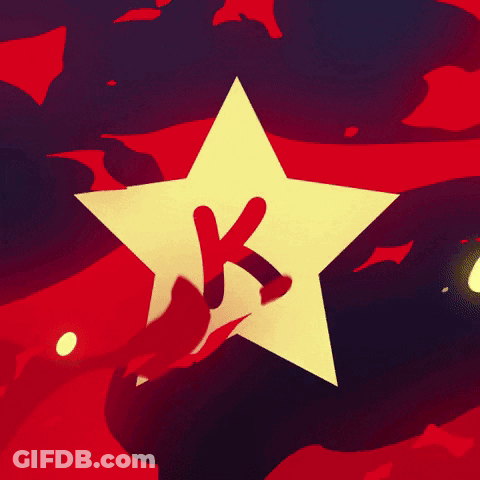 Yellow Star With Red Letter K GIF