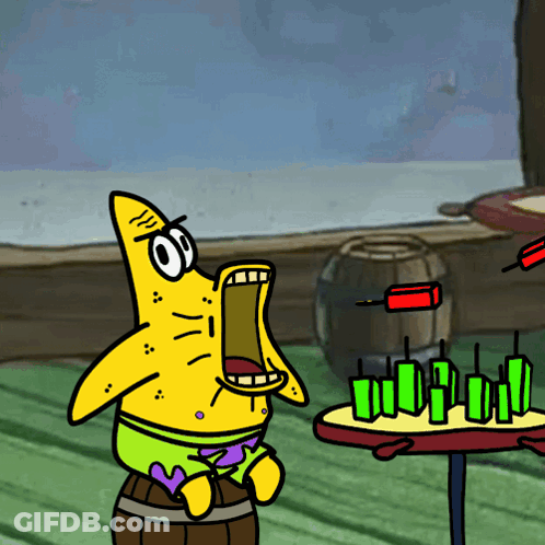Yellow Starfish Standing Next To Table With Green Sticks GIF