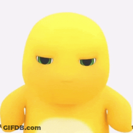 Yellow Stuffed Animal Green Eyes Making Funny Face GIF