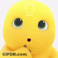Yellow Stuffed Animal White Circle Green Eyes GIF