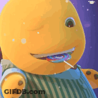Yellow Stuffed Animal With Lollipop GIF