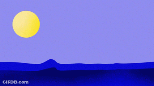 Yellow Sun Over Blue Ocean Wave GIF