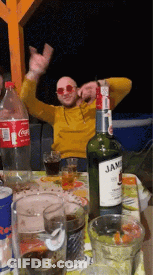 Yellow Sweat Shirt Guy Drunk Whiskey GIF