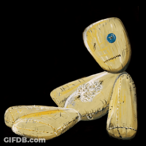 Yellow Teddy Bear With Blue Button On Face GIF
