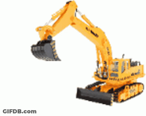 Yellow Toy Excavator With Black Bucket GIF