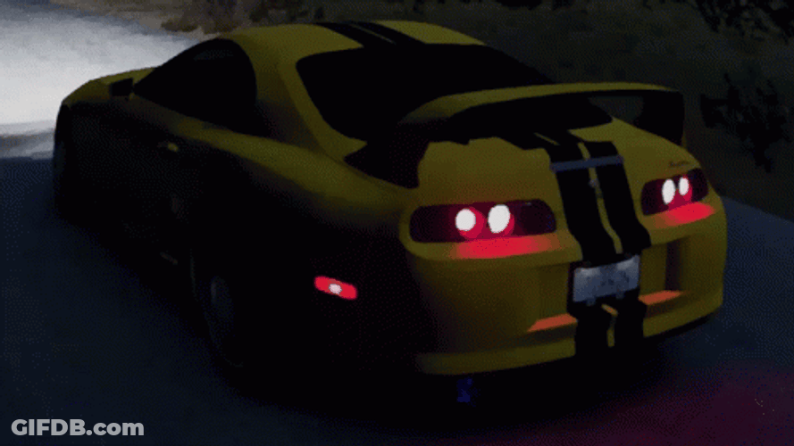 Yellow Toyota Supra Driving GIF