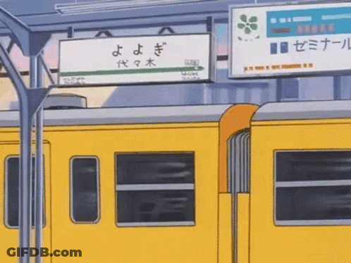 Yellow Train Parked At Station GIF