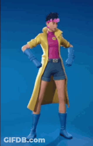 Yellow Trench Coat Man Dancing With Blue Gloves GIF