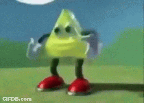 Yellow Triangle With Red Feet And Arms Standing GIF
