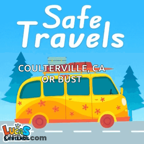 Yellow Van On Road Safe Travels GIF