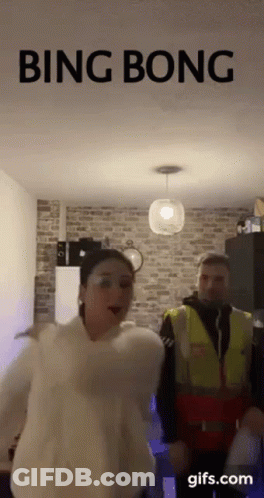 Yellow Vest Man White Sweater Woman Bing Bong GIF