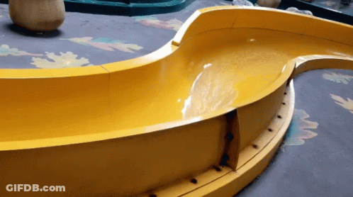 Yellow Water Slide With Bugs GIF