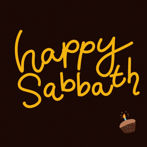 Yellow Wobbly Happy Sabbath Text GIF