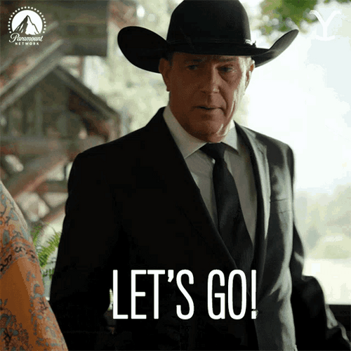 Yellowstone John Dutton Let's Go Black Suit GIF