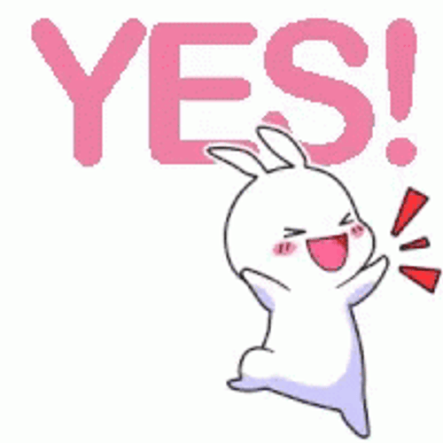 Yes Cute Excited Bunny GIF