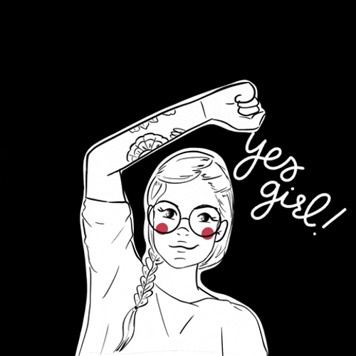 Yes Girl Animated Girl Fist Pump GIF