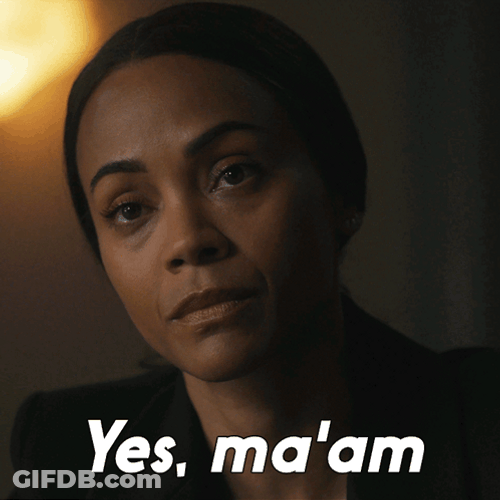 Yes Maam Zoe Saldana GIF