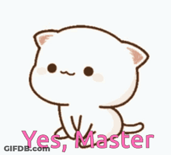 Yes Master Fluffy Cute Kitty Sticker GIF